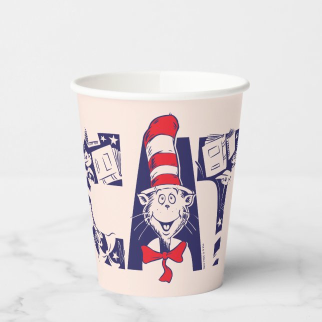 Cat In the Hat | Cat Face Text Paper Cups (Left)
