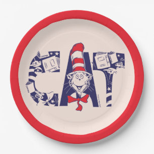 Cat In the Hat   Cat Face Text Paper Plate