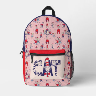 Cat In the Hat   Cat Face Text Printed Backpack