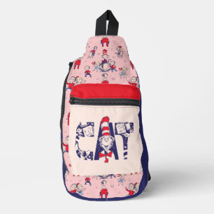Cat In the Hat   Cat Face Text Sling Bag