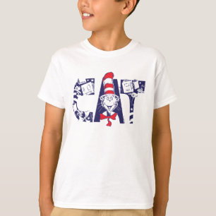 Cat In the Hat Cat Face Text T-Shirt