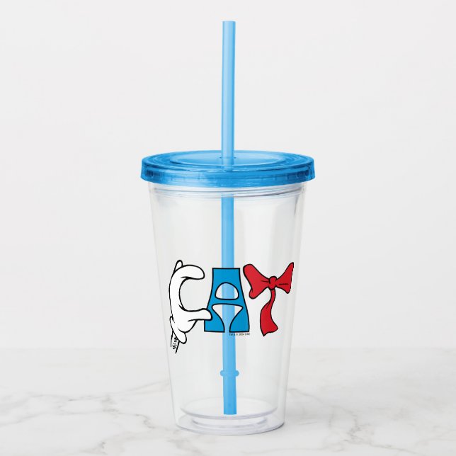Cat In the Hat | Cat Text Acrylic Tumbler (Front)