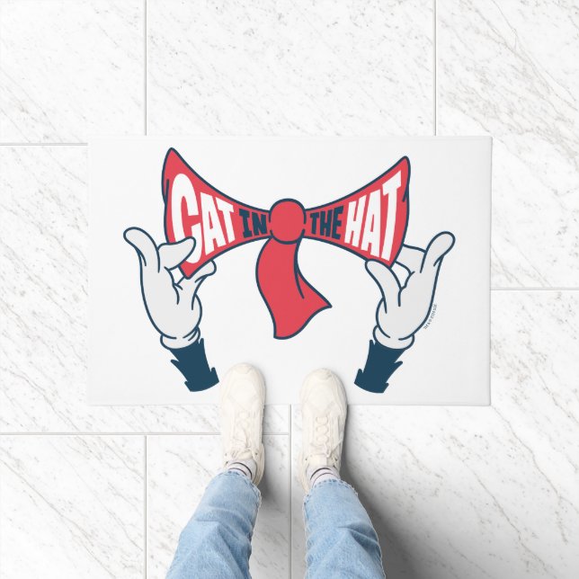 Cat In the Hat | Cat Text Bow Tie Doormat (Indoor)