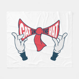 Cat In the Hat   Cat Text Bow Tie Fleece Blanket