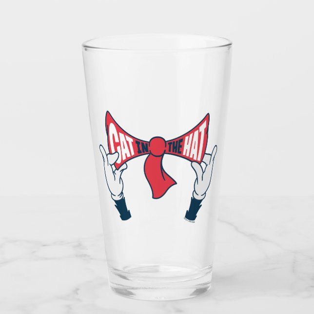 Cat In the Hat | Cat Text Bow Tie Glass (Front)