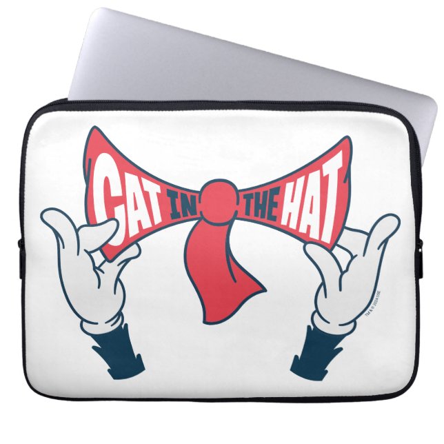 Cat In the Hat | Cat Text Bow Tie Laptop Sleeve (Front)