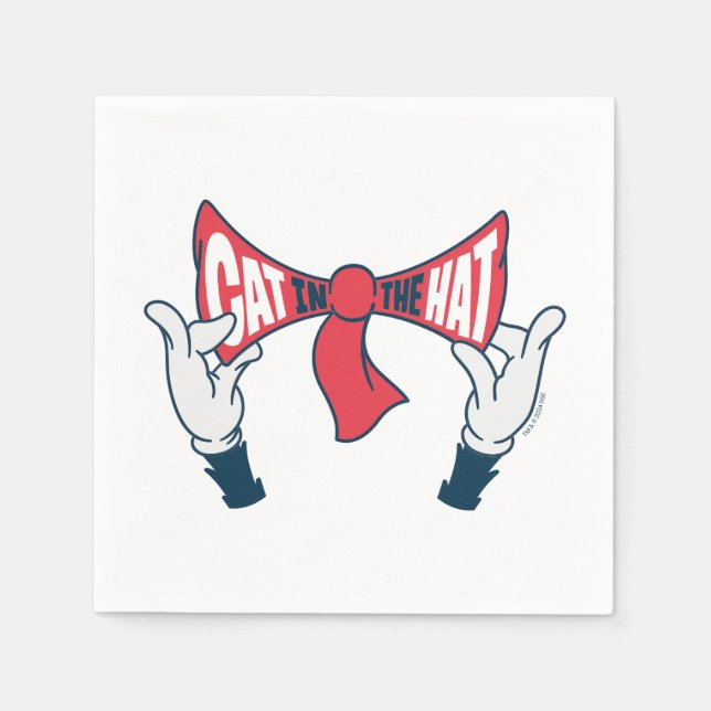 Cat In the Hat | Cat Text Bow Tie Napkin (Front)