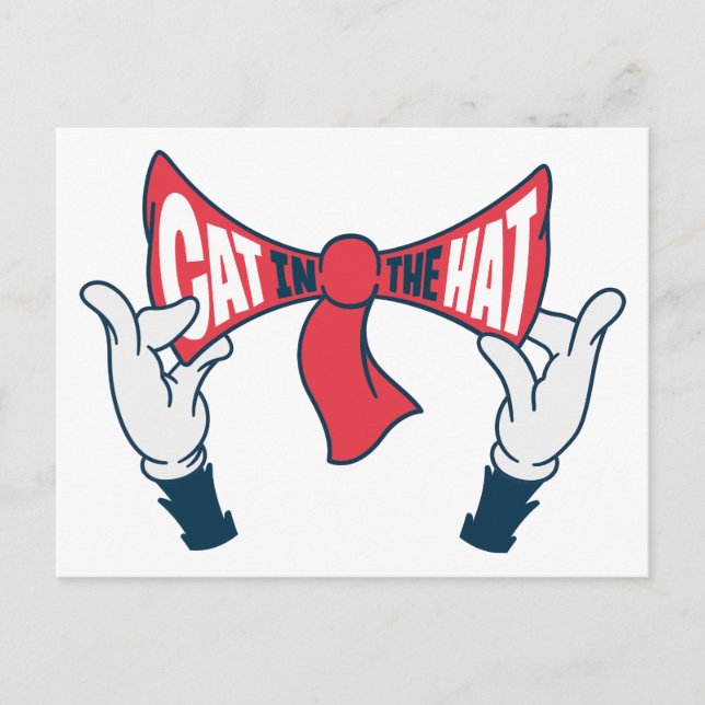 Cat In the Hat | Cat Text Bow Tie Postcard (Front)