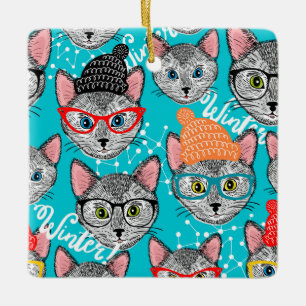 Cat in the hat ceramic ornament