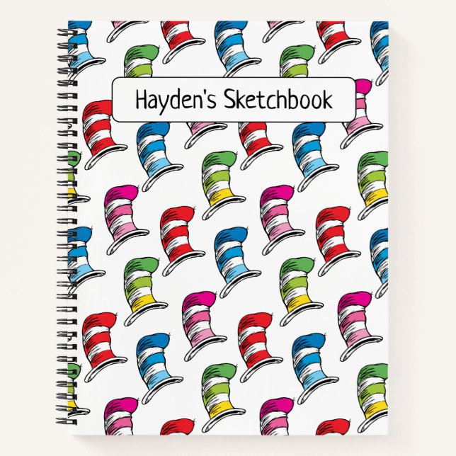 Cat in the Hat Colourful Hat Pattern Drawing Notebook (Front)