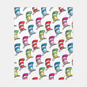 Cat In The Hat Colourful Hat Pattern Fleece Blanket
