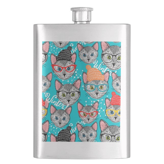 Cat in the hat hip flask (Front)