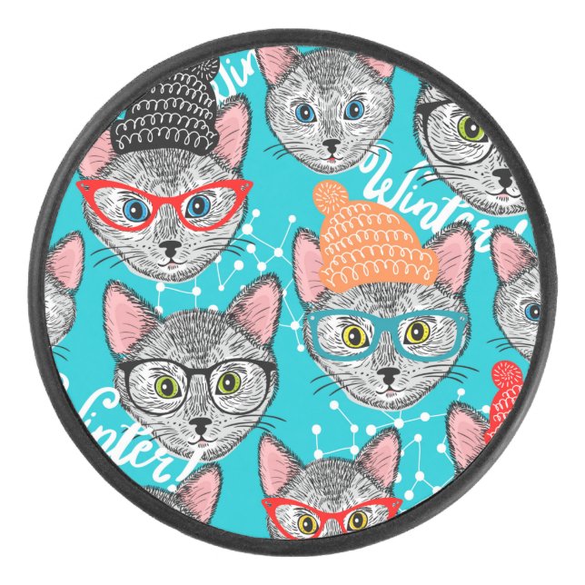 Cat in the hat hockey puck (Front)