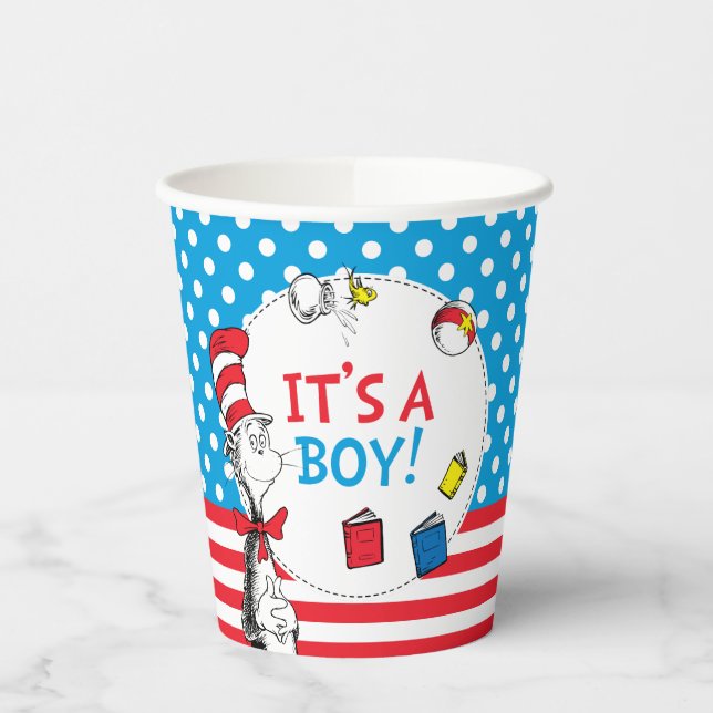 Cat in the Hat | It's a Boy Baby Shower Paper Cups (Left)