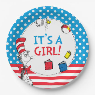 Cat in the Hat   It's a Girl Baby Shower Paper Plate
