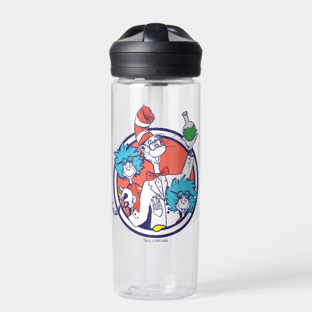 Cat in the Hat & Lab Tech One Lab Tech Two Water Bottle (Front)
