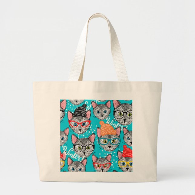 Cat in the hat  large tote bag (Front)
