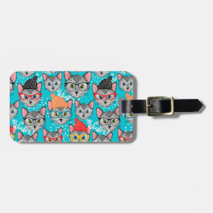Cat in the hat luggage tag