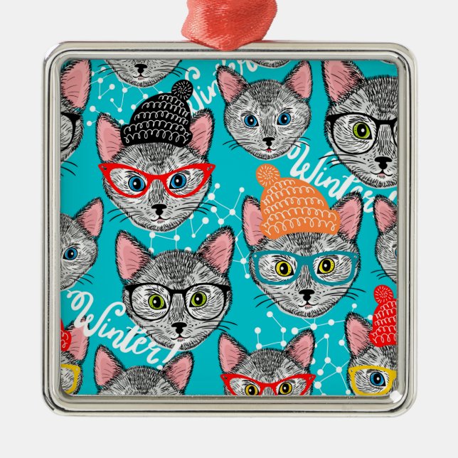 Cat in the hat metal tree decoration (Front)