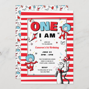 Cat in the Hat   One I Am Birthday Invitation