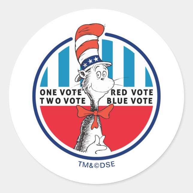 Cat in the Hat | One Vote, Two Vote Classic Round Sticker (Front)
