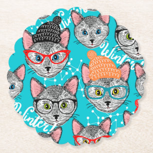 Cat in the hat paper coaster