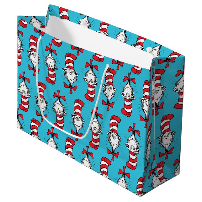 Cat In The Hat Pattern Large Gift Bag (Front Angled)