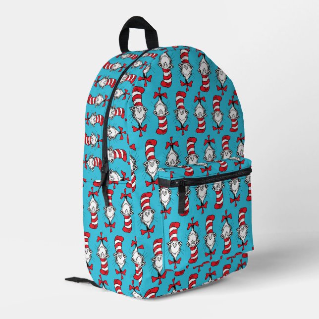 Cat In The Hat Pattern Printed Backpack (Back Corner Left)