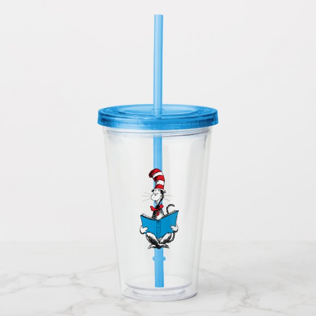 Cat in the Hat Reading Acrylic Tumbler (Front)