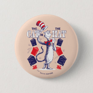 Cat In the Hat   Reading Books 6 Cm Round Badge