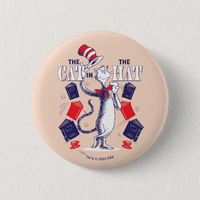 Cat In the Hat | Reading Books 6 Cm Round Badge (Front)