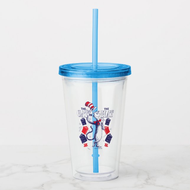 Cat In the Hat | Reading Books Acrylic Tumbler (Front)
