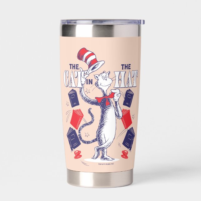 Cat In the Hat | Reading Books Insulated Tumbler (Left)