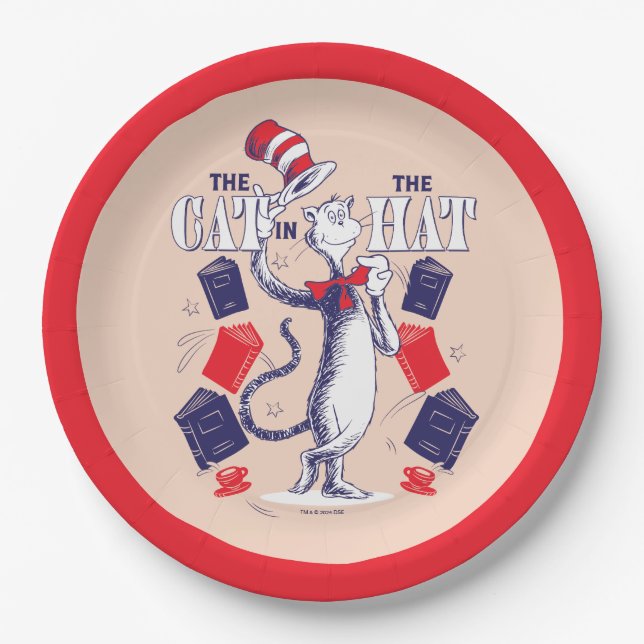 Cat In the Hat | Reading Books Paper Plate (Front)