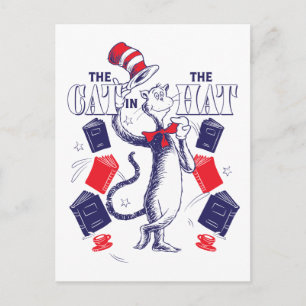 Cat In the Hat   Reading Books Postcard