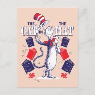 Cat In the Hat   Reading Books Postcard