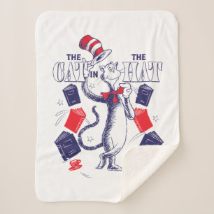Cat In the Hat   Reading Books Sherpa Blanket