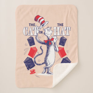 Cat In the Hat   Reading Books Sherpa Blanket
