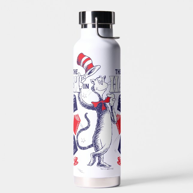 Cat In the Hat | Reading Books Water Bottle (Left)