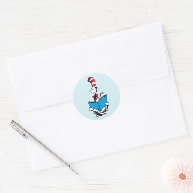 Cat in the Hat Reading Classic Round Sticker (Envelope)