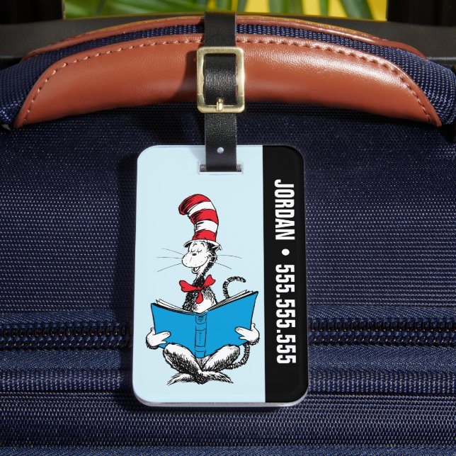 Cat in the Hat Reading Luggage Tag (Front Insitu 2)
