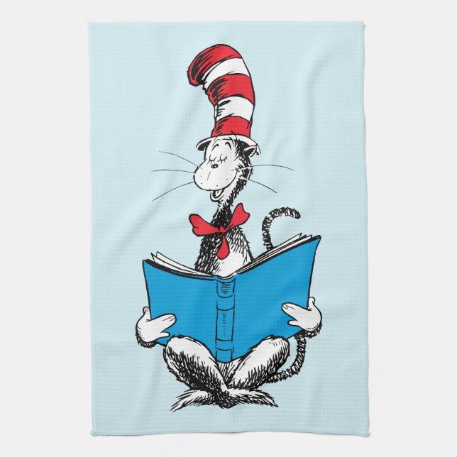 Cat in the Hat Reading Tea Towel (Vertical)