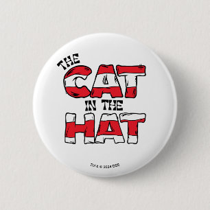 Cat In the Hat   Red & White Striped Text 6 Cm Round Badge