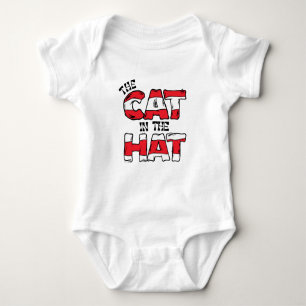 Cat In the Hat   Red & White Striped Text Baby Bodysuit
