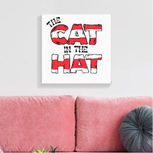 Cat In the Hat   Red & White Striped Text Canvas Print
