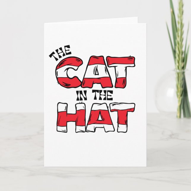 Cat In the Hat | Red & White Striped Text Card (Front)