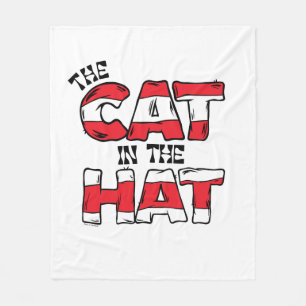 Cat In the Hat   Red & White Striped Text Fleece Blanket