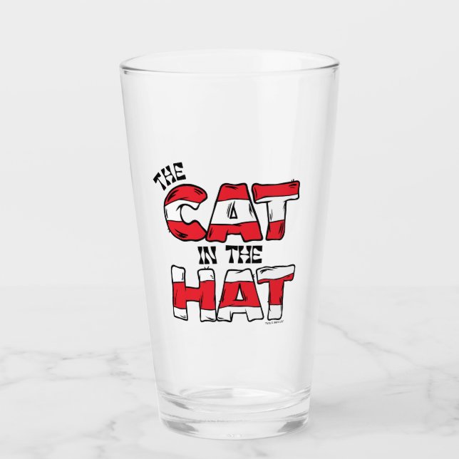 Cat In the Hat | Red & White Striped Text Glass (Front)