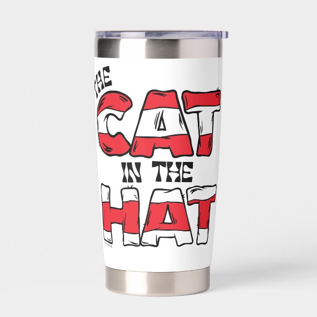 Cat In the Hat | Red & White Striped Text Insulated Tumbler (Left)