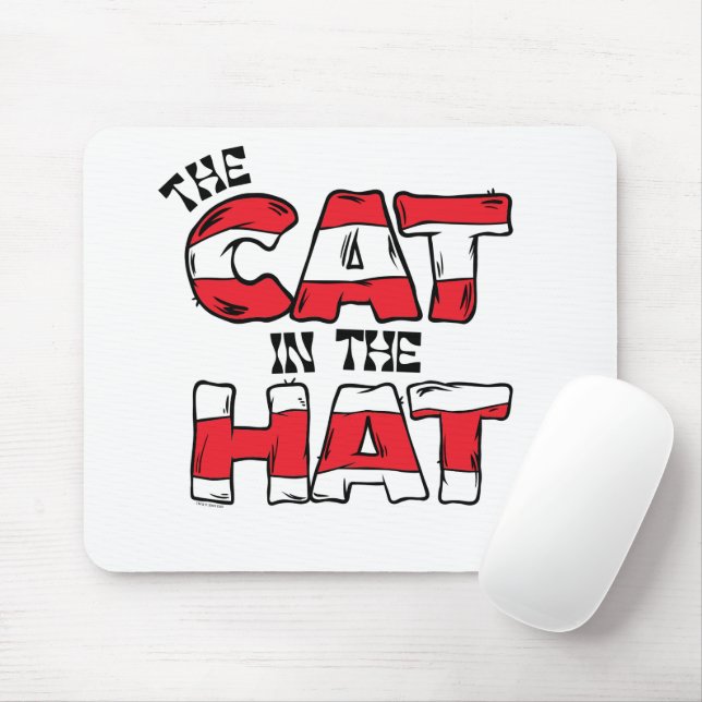 Cat In the Hat | Red & White Striped Text Mouse Mat (With Mouse)